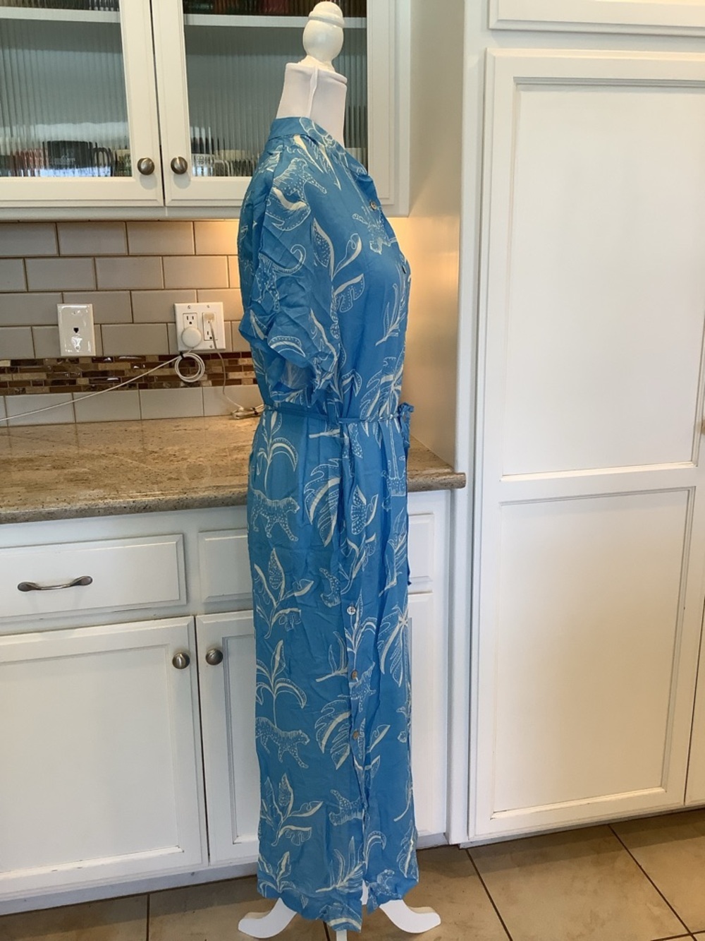 Jaxsea Hawaii Blue Tropical Button-Front Midi Dress Size XS - Picture 3 of 8